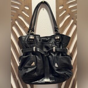 B. Makowsky Black Leather Tote Bag
